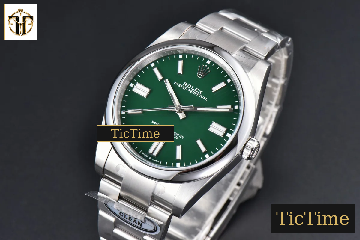 Oyster Perpetual 904L 124300 41mm Clean Factory Green Dial SS Bracelet VR3230 — foto 5