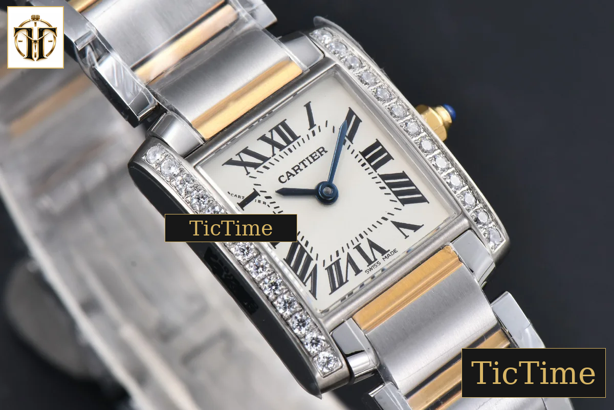 Tank Francaise Small 25.7mmx21.2mm 8848F Diamond YG/SS Bracelet Quartz — foto 11