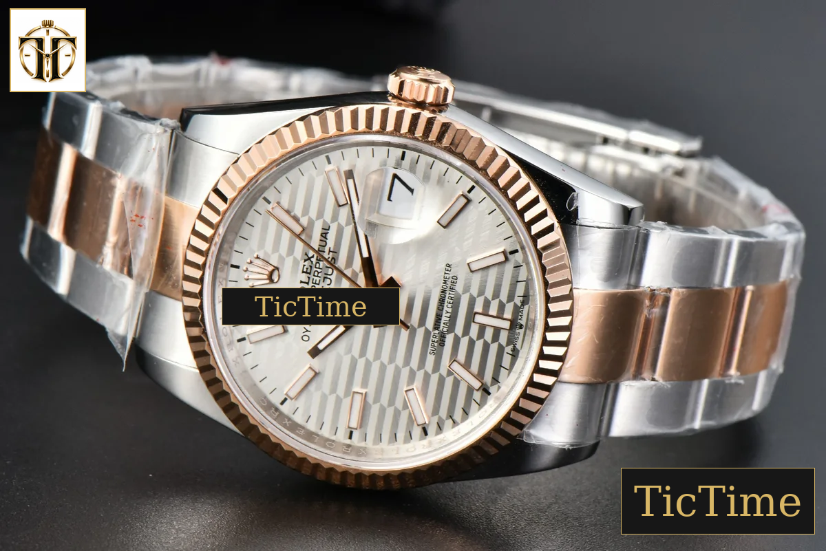 DateJust 36mm BPF RG/SS Fluted Bezel Silver Motif Dial Oyster Bracelet A2824 — foto 13