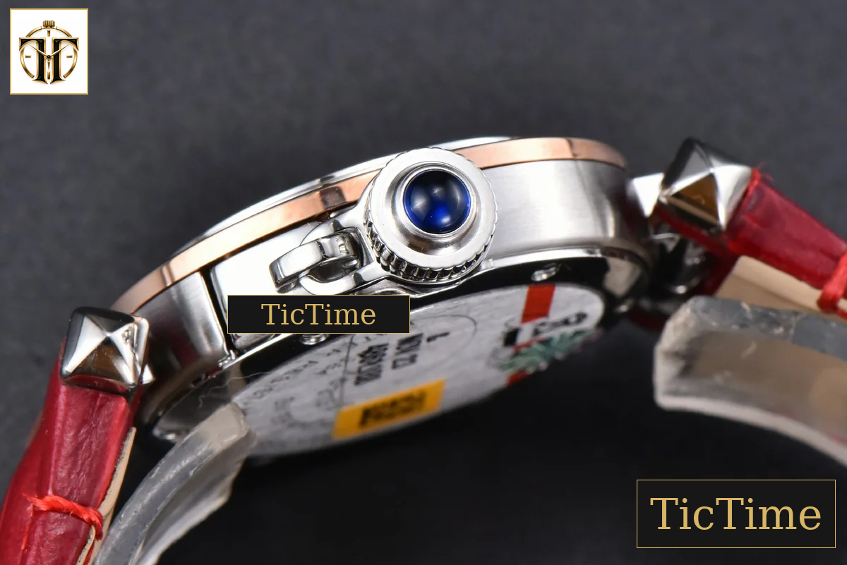 Pasha Ladies 30mm AF RG White Dial Red Leather Strap Jap Quartz — foto 12