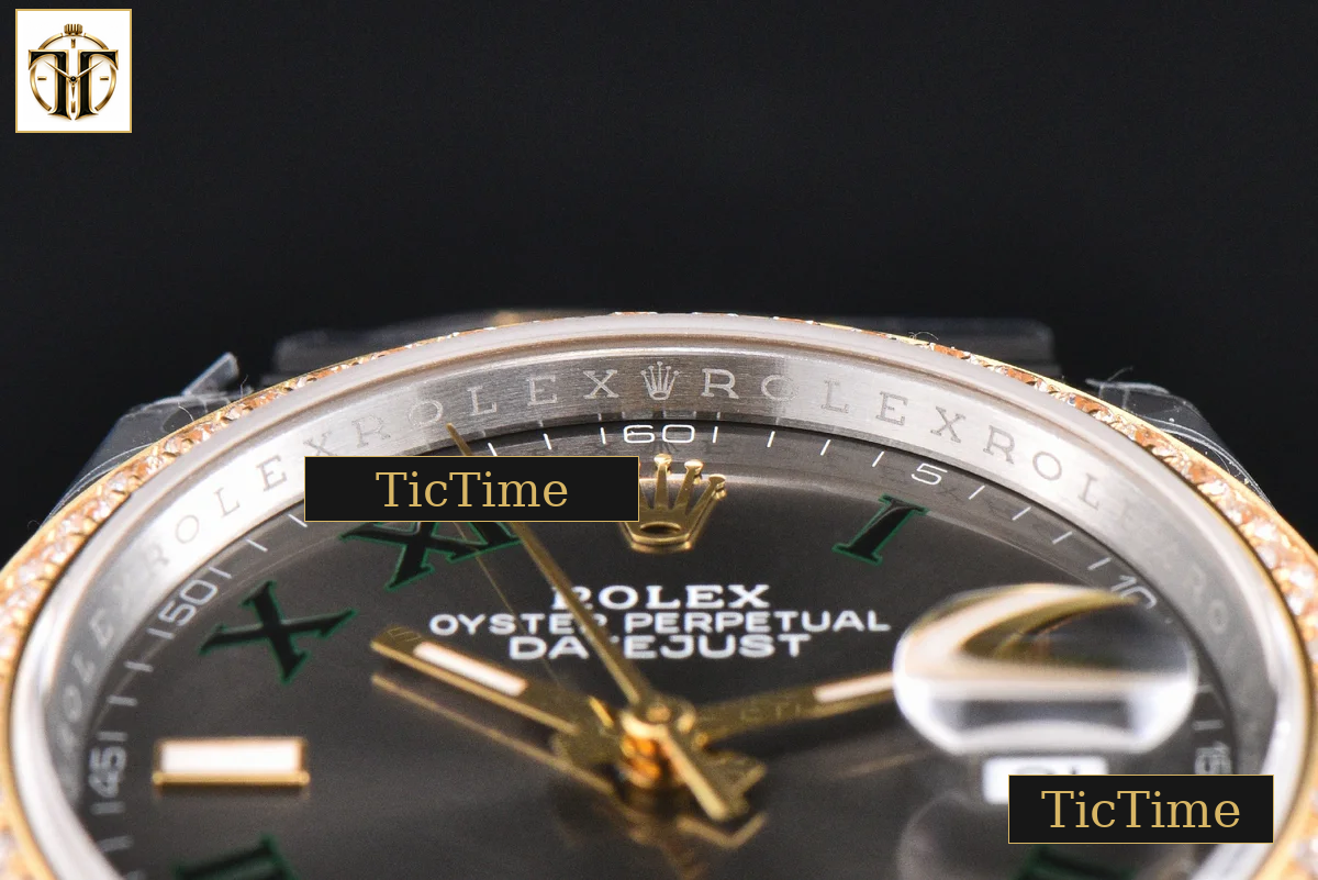 DateJust 126233 36mm VSF YG/SS Diamond Bezel Wimbleton Gray Dial Green Marker Jubilee Bracelet VS3235 — foto 14