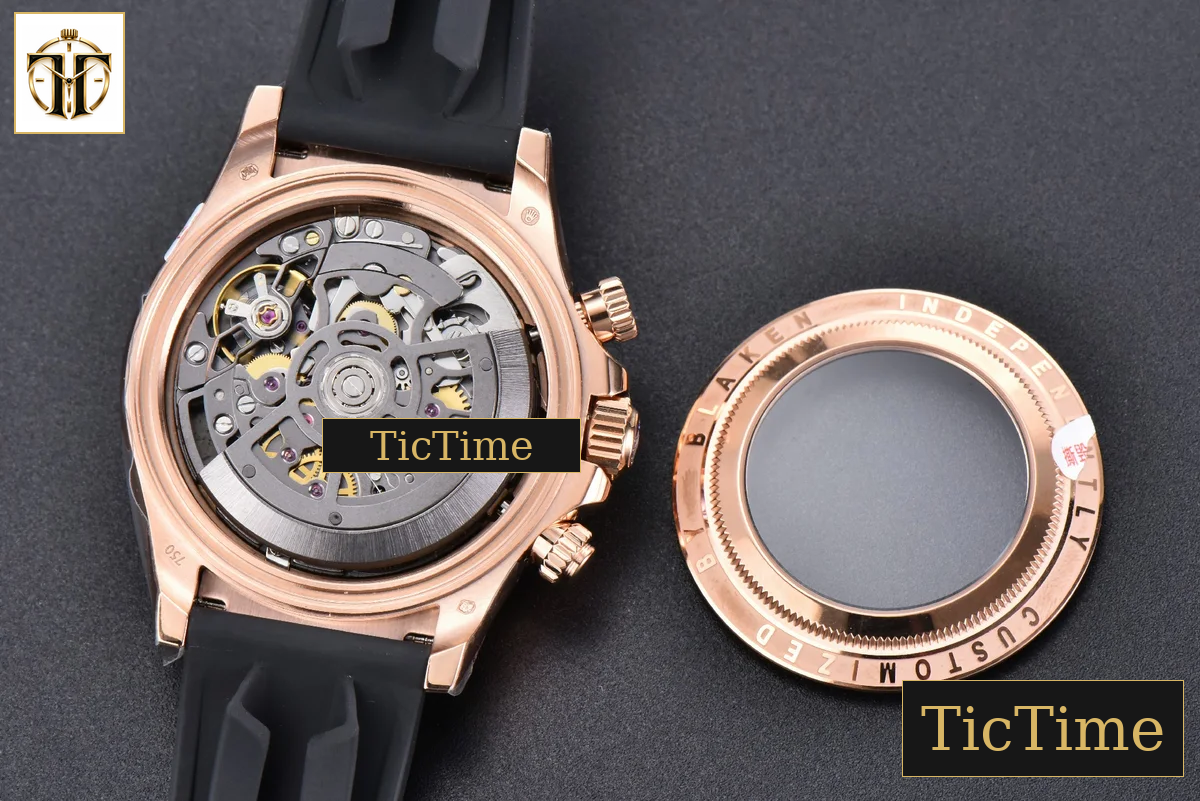 Daytona 40mm GETF PVD RG Carbon Rainbow Diamond Skeleton Dial Black Rubber Strap SA4130 — foto 20