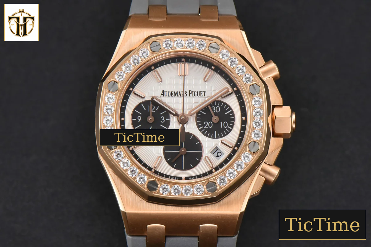 Offshore Ladies 26231ST 37mm RXWF RG Diamond White Dial Black Subdial Gray Rubber Strap Quartz — foto 2