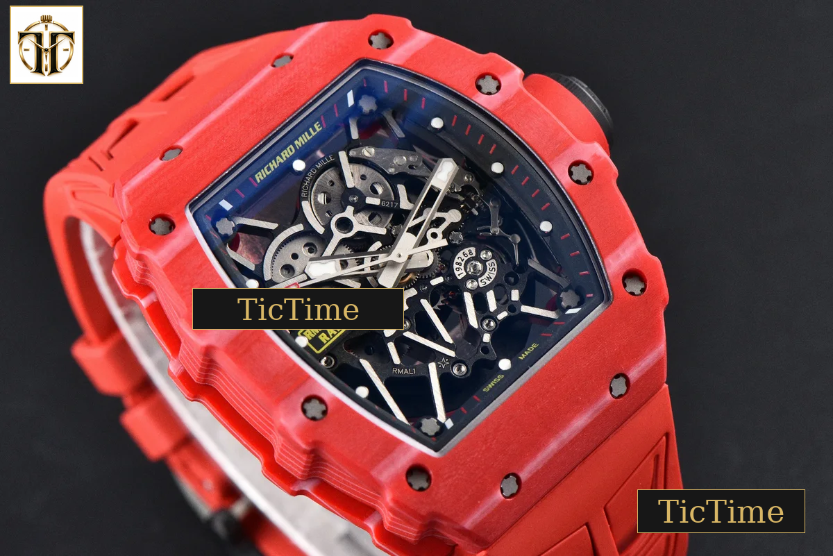 NTPT RM035-02 ZF Red Bezel Black Skeleton Dial Red Crown Red Rubber Strap V7 RMAL1 — foto 14