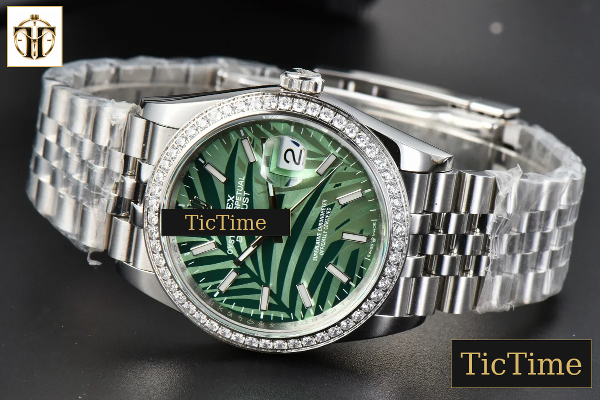 DateJust 36mm BPF Diamond Green Plam Dial Jubilee Bracelet A2824 — foto 15