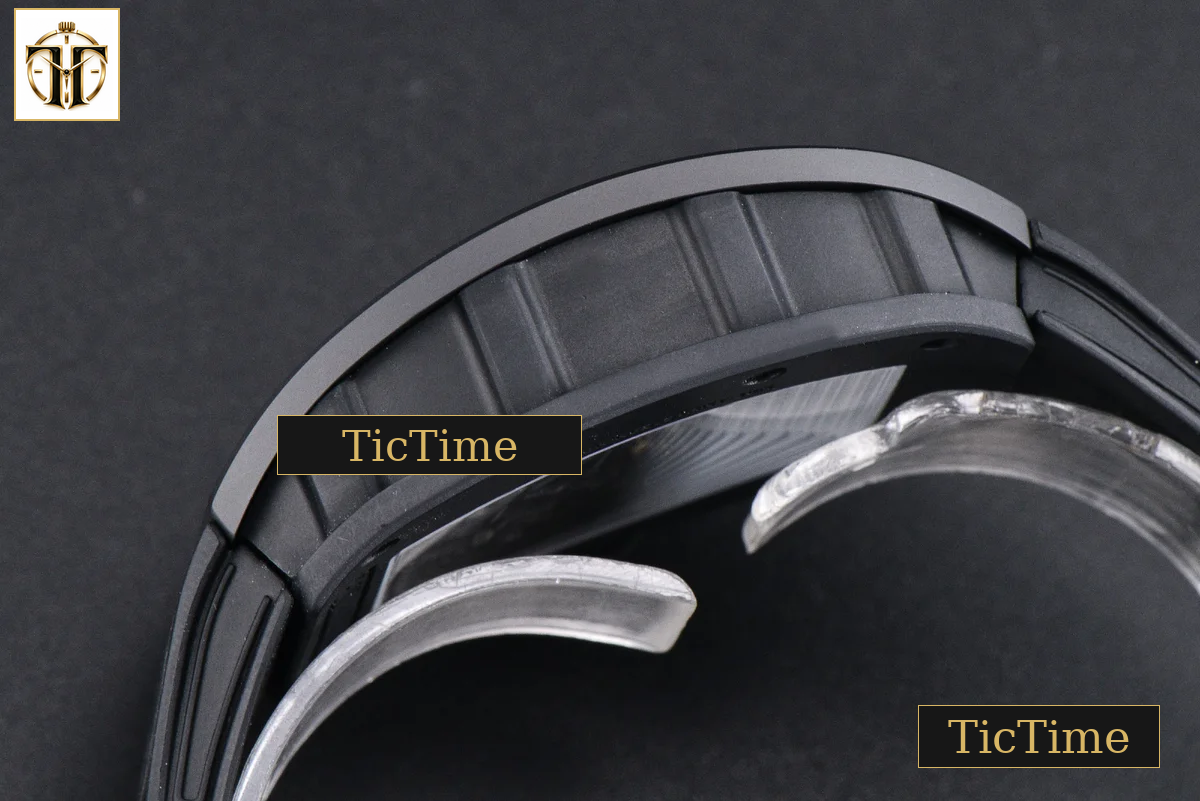 RM055 42.7mm ZF Ceramic Black Bezel White Skeleton Dial Black Crown Black Rubber Strap RMUL2 — foto 16