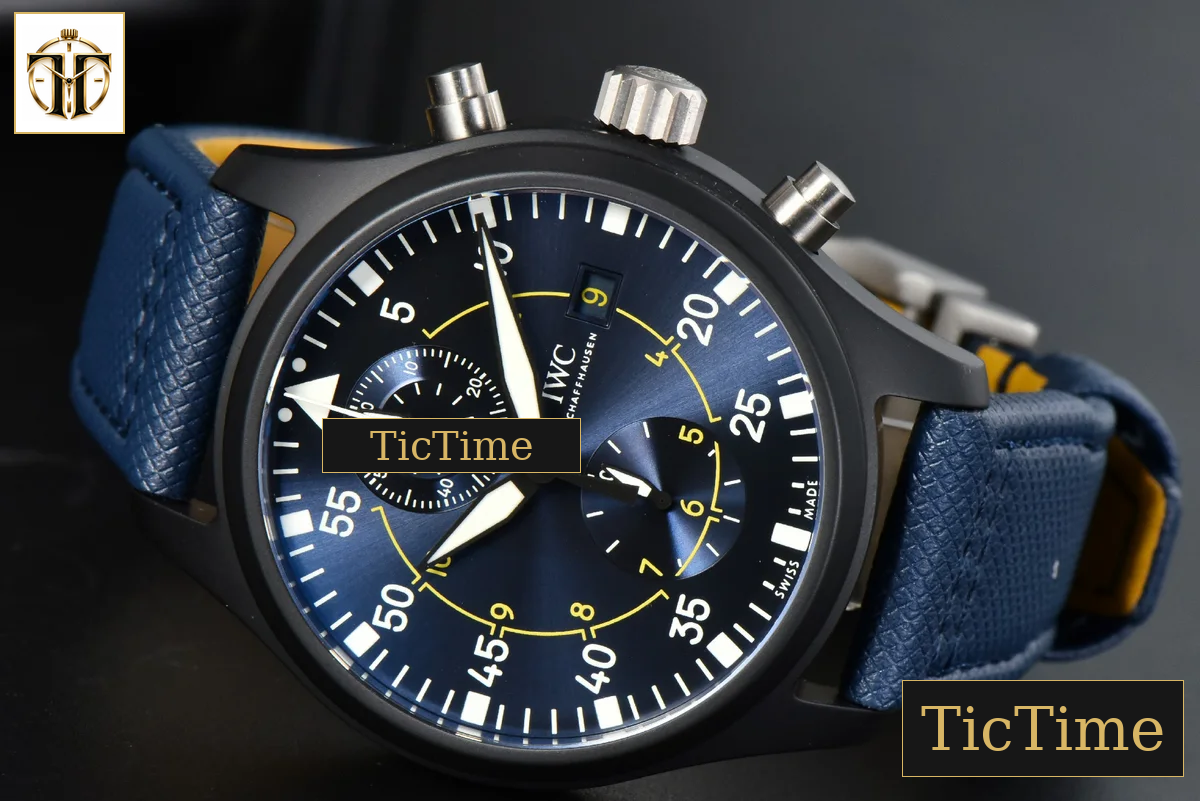 Pilot Chrono 44mm YLF Blue Angels Black Ceramic Blue Diam Blue Leather Strap A7750 — foto 14