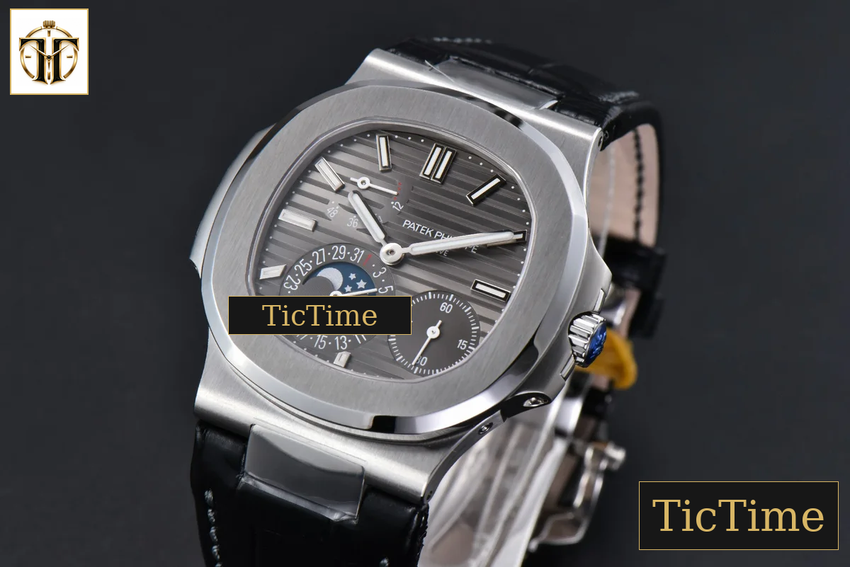 Nautilus 5712 40mm PPF SS Gray Dial Black Leather Strap V4 A240 — foto 5