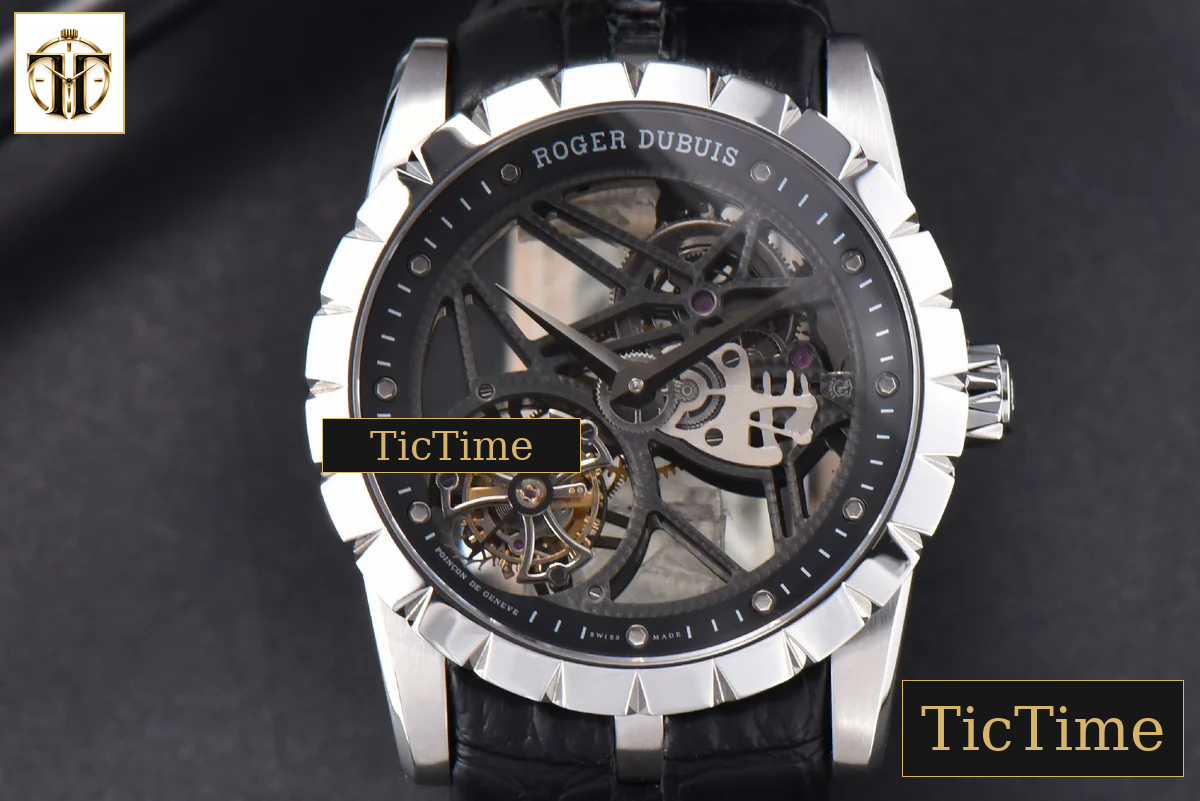Excalibur 45mm JBF SS Black Crown Skeleton Dial Black Croc Leather Strap Tourbillon A2136 — foto 2