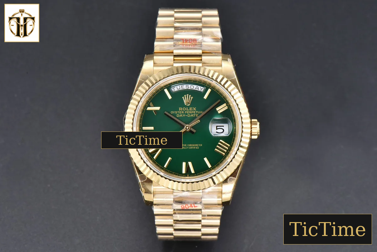 DayDate 40mm GMF YG Green Dial Roma Marker President Bracelet A2836 — foto 3