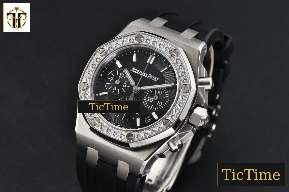 Offshore Ladies 26231ST 37mm RXWF Diamond Black Dial Black Subdial Black Rubber Strap Quartz — foto 4
