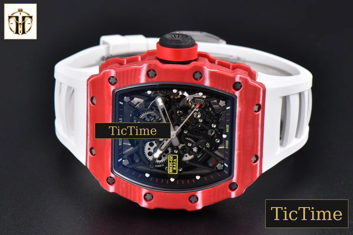 RM035-02 42mmx50mm ZF Red Carbon Dial white Rubber Strap V5 NH05A — foto 14
