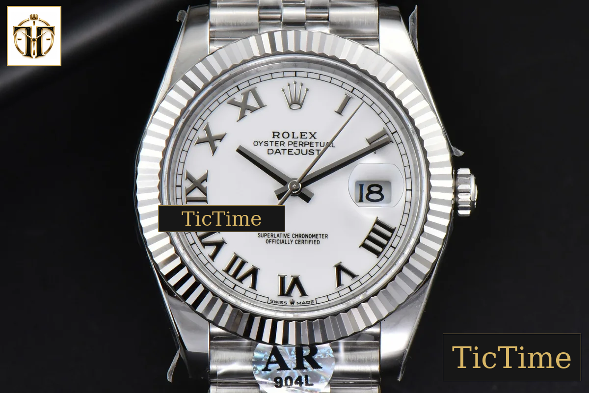 DateJust 904L Fluted Bezel 126334 41mm ARF White Dial Roma Marker Jubilee Bracelet VR3235 — foto 2