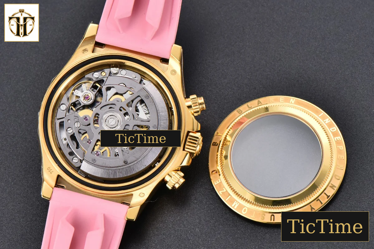 Blaken Daytona 40mm GETF PVD RG Carbon Skeleton Dial Pink Rubber Strap SA4130 — foto 25