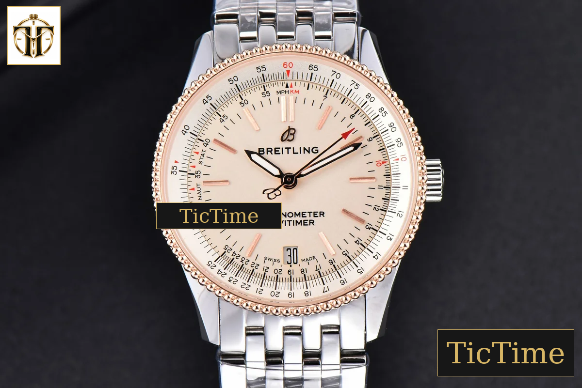 Navitimer 38mm TF RG White Dial White Bezel SS Bracelet A2824 — foto 2