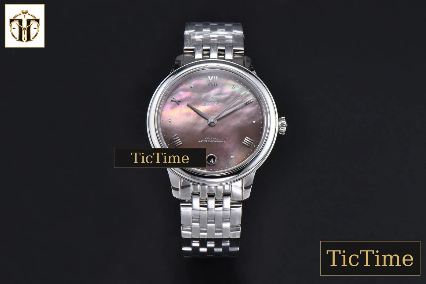 Vista frontal — De Ville Prestige Ladies 34mm VSF Gray MOP Dial Bracelet A8800