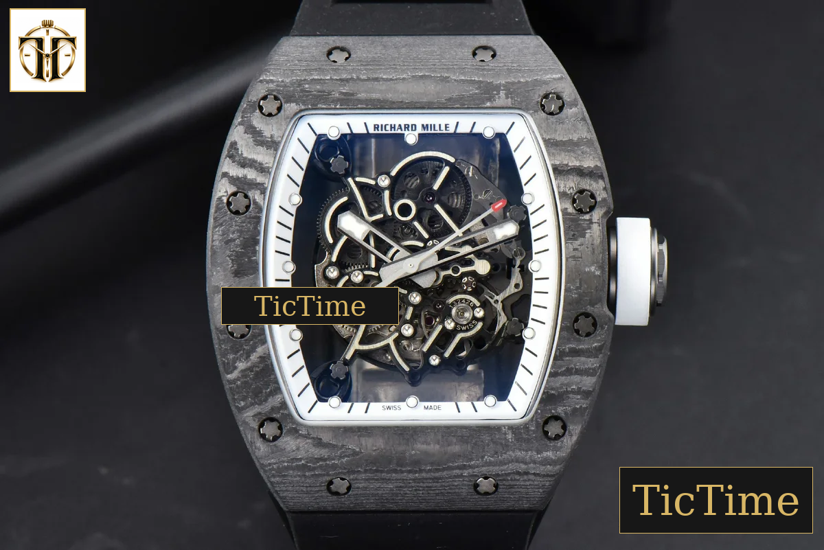 Bubba Watson RM055 42.7mm ZF Black NTPT White Skeleton Dial Black Rubber Strap V6 NH05 — foto 2