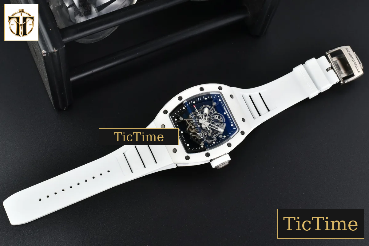 RM055 42.7mm ZF White Ceramic Black Skeleton Dial White Rubber Strap V6 NH05 — foto 29
