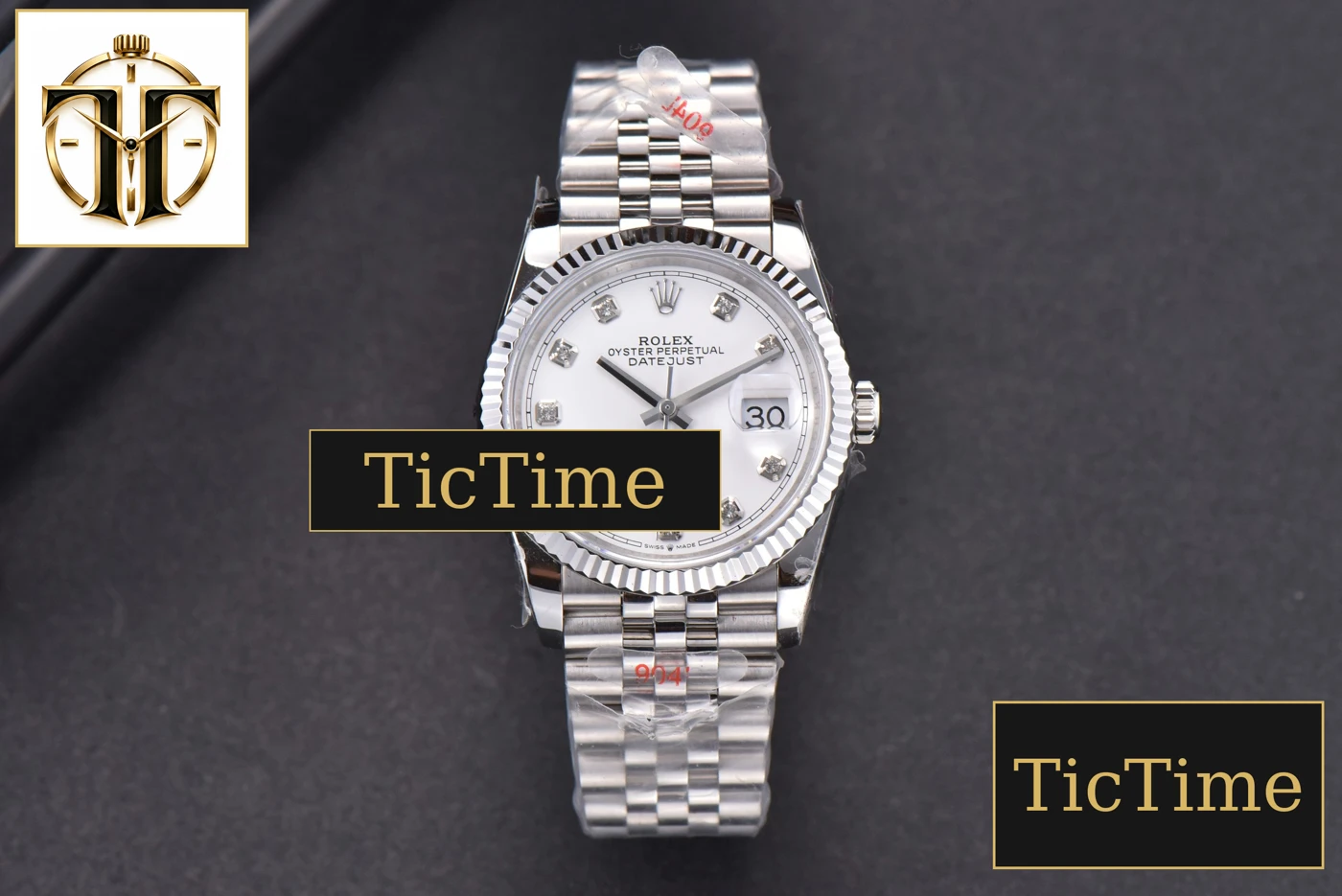 Vista frontal — DateJust 36mm GMF SS White Dial Diamond Marker Jubilee Bracelet VR3235