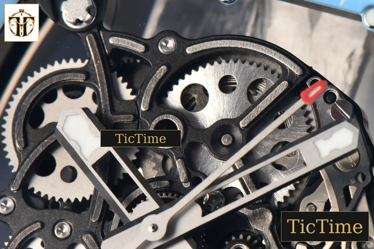 NTPT RM055 42.7mm BBRF Blue Skeleton Dial White Rubber Strap RMUL2 — foto 7