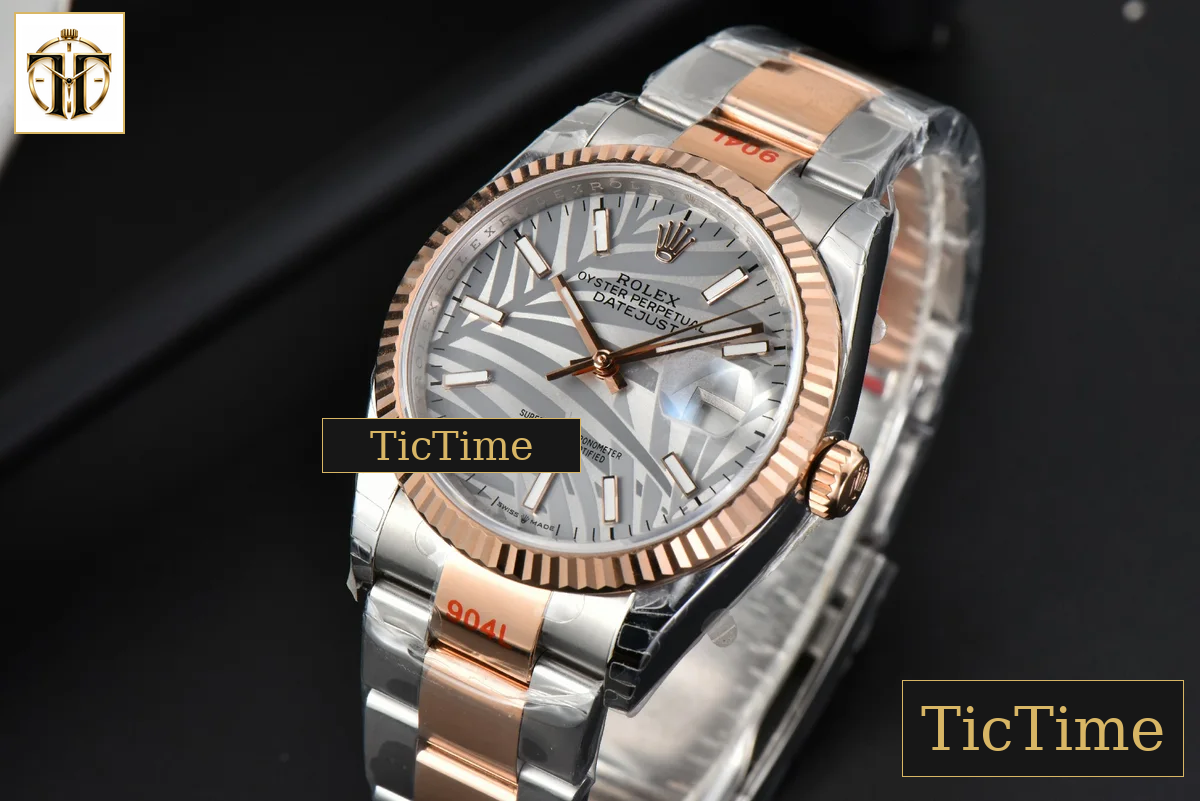 DateJust 36mm EWF RG/SS Silver Plam Dial Oyster Bracelet A3235 — foto 4