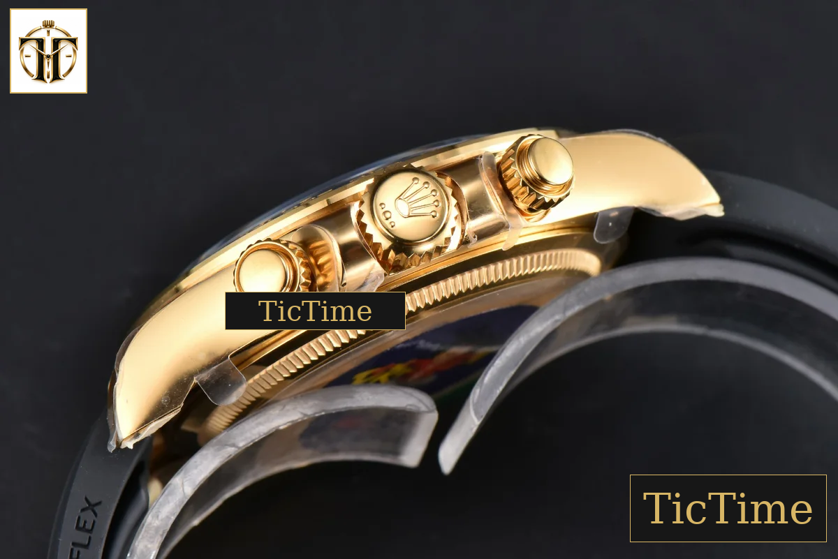Daytona Oyster Cosmograph 126518 40mm Clean Factory YG Black Dial YG Subdial Black Oysterflex Strap DD431 — foto 17