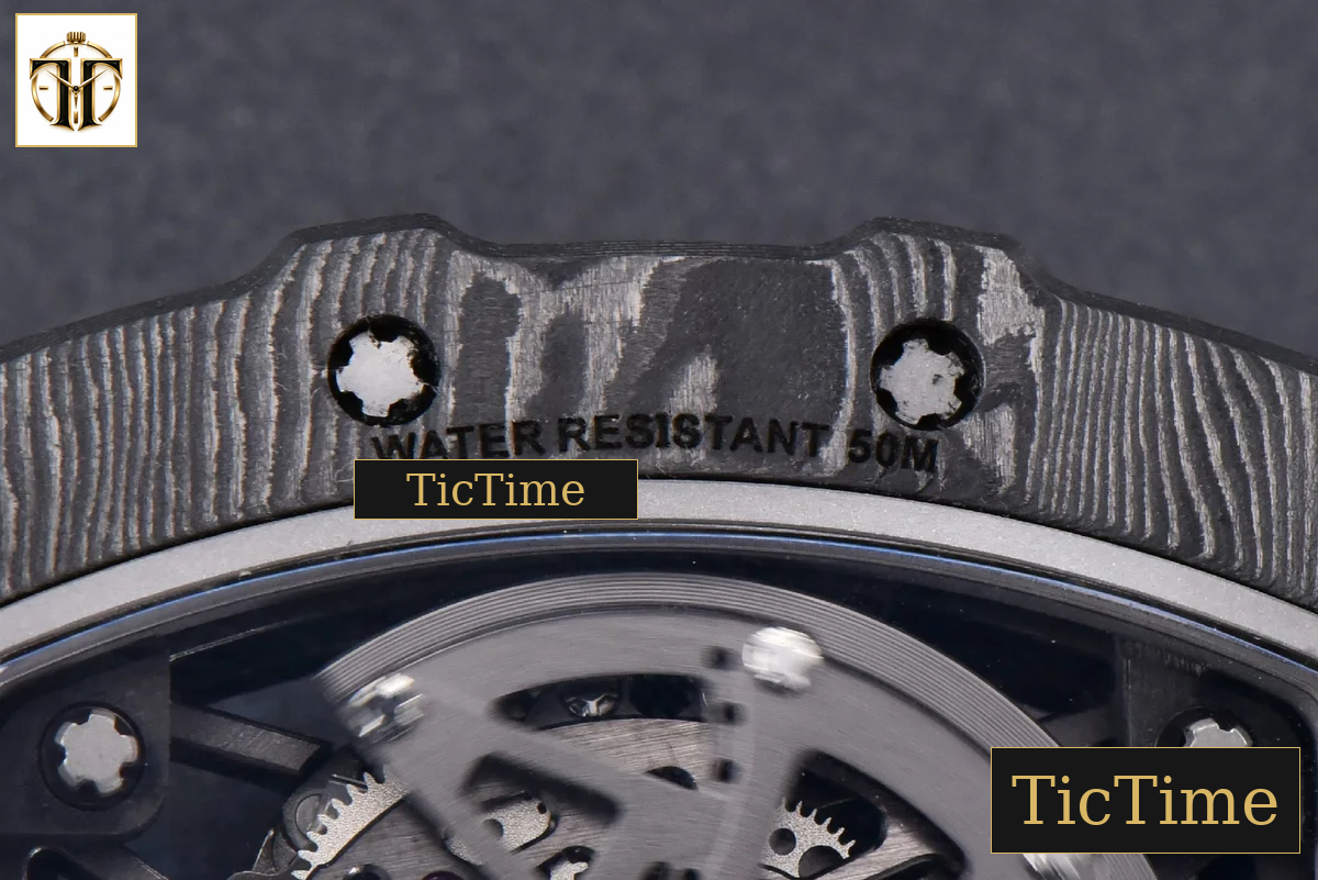 RM035-02 42mm T+F Black Forged Carbon Skeleton Dial Green Crown Purple Rubber Strap RMUL2 — foto 29