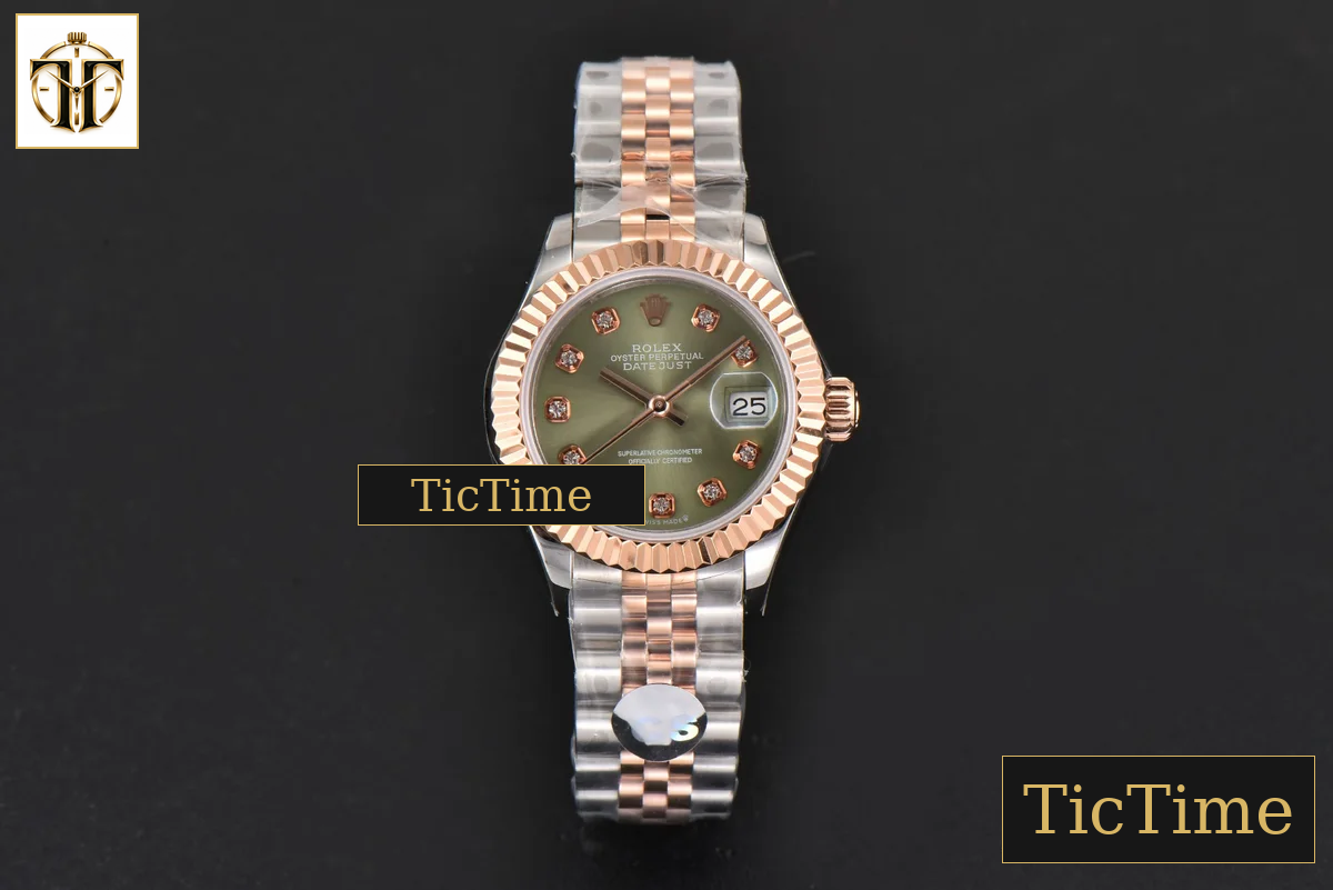 DateJust Ladies 28mm WF RG/SS Green Dial Diamond Marker Jubilee Bracelet A2236 — foto 3