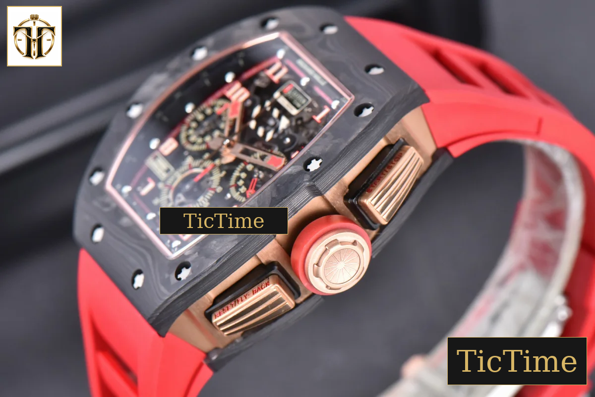 NTPT Chrono RM011 KVF Red Skeleton Dial Red Crown Red Rubber Strap V2 A7750 — foto 12