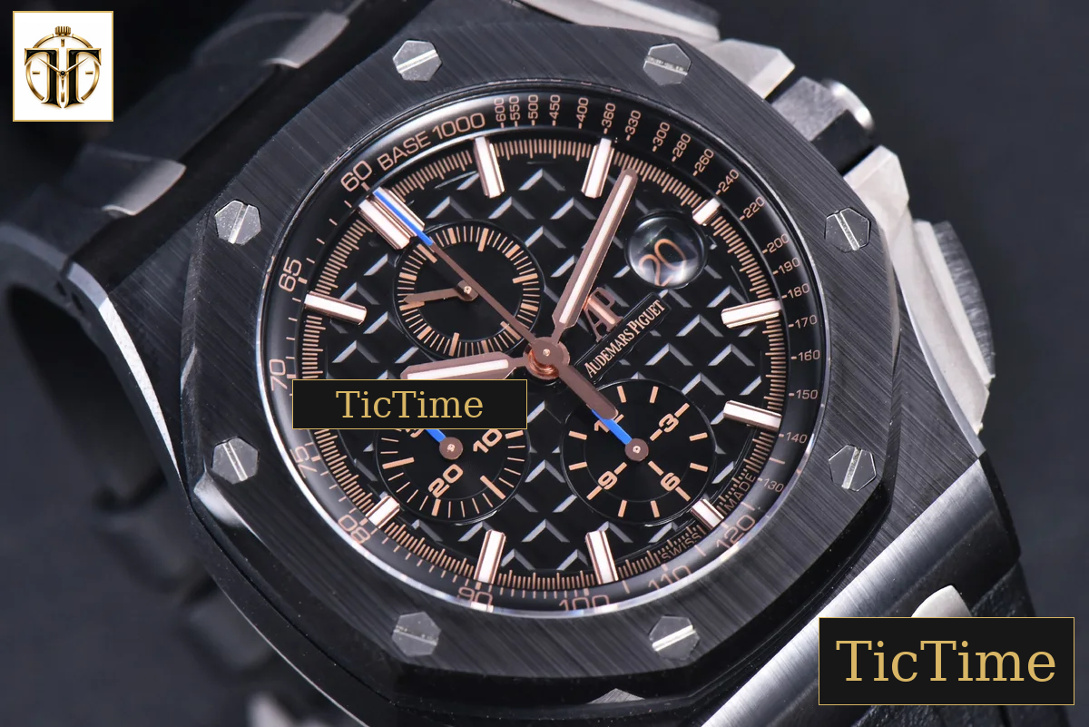 Royal Oak Offshore 26405CE 44mm JF RG Black Dial RG Marker Black Rubber Strap V2 A3126 — foto 9