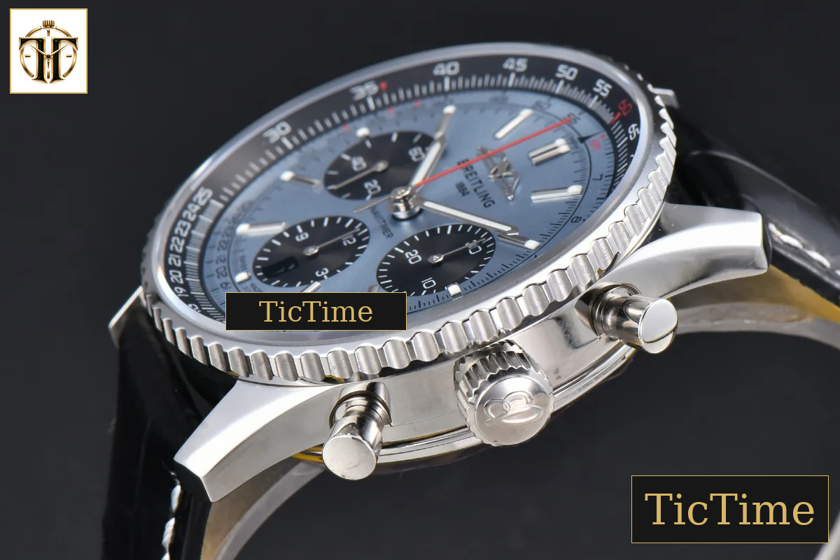 Navitimer B01 43mm BLSF Ice Blue Dial Black Subdial Black Leather Strap A7750 — foto 11