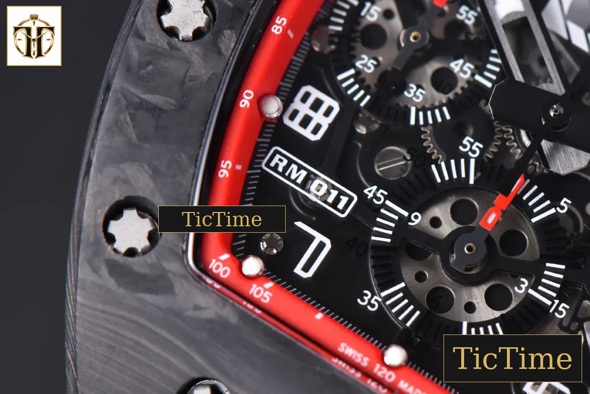 NTPT Chrono RM011 KVF Red Skeleton Dial Black Crown Black Rubber Strap V2 A7750 — foto 11
