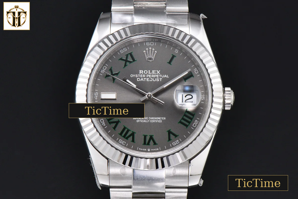 DateJust Wimbledon 126334 41mm VF Gray Dial Green Roma Marker Oyster Bracelet DD3235 — foto 2