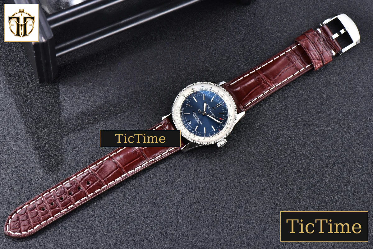 Navitimer 38mm TF SS Blue Dial White Bezel Brown Leather Strap A2824 — foto 21