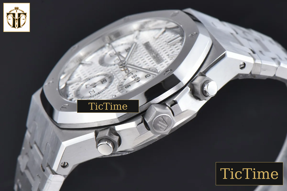 Royal Oak Chronograph 26240 41mm APSF Silver Checkered Silver Subdial SS Bracelet V1 SH4401 — foto 12