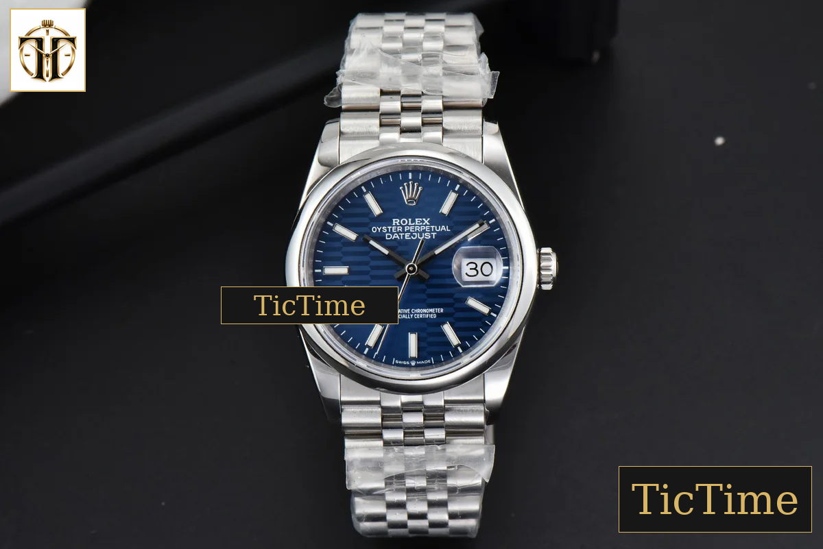 DateJust Smooth Bezel 36mm BPF Blue Motif Dial Jubilee Bracelet A2824 — foto 3