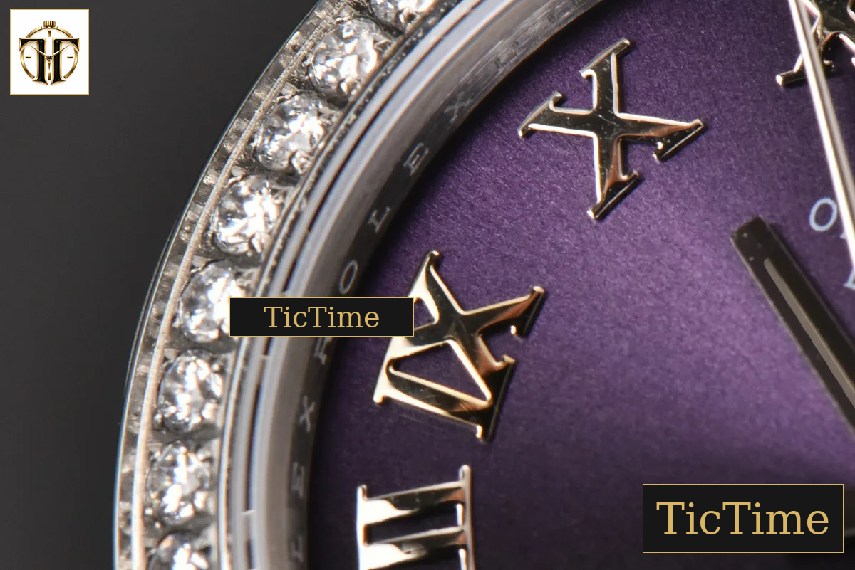 DateJust Ladies 904L 31mm WF Diamond Purple Dial Diamond Roma Marker Oyster Bracelet A2671 — foto 6