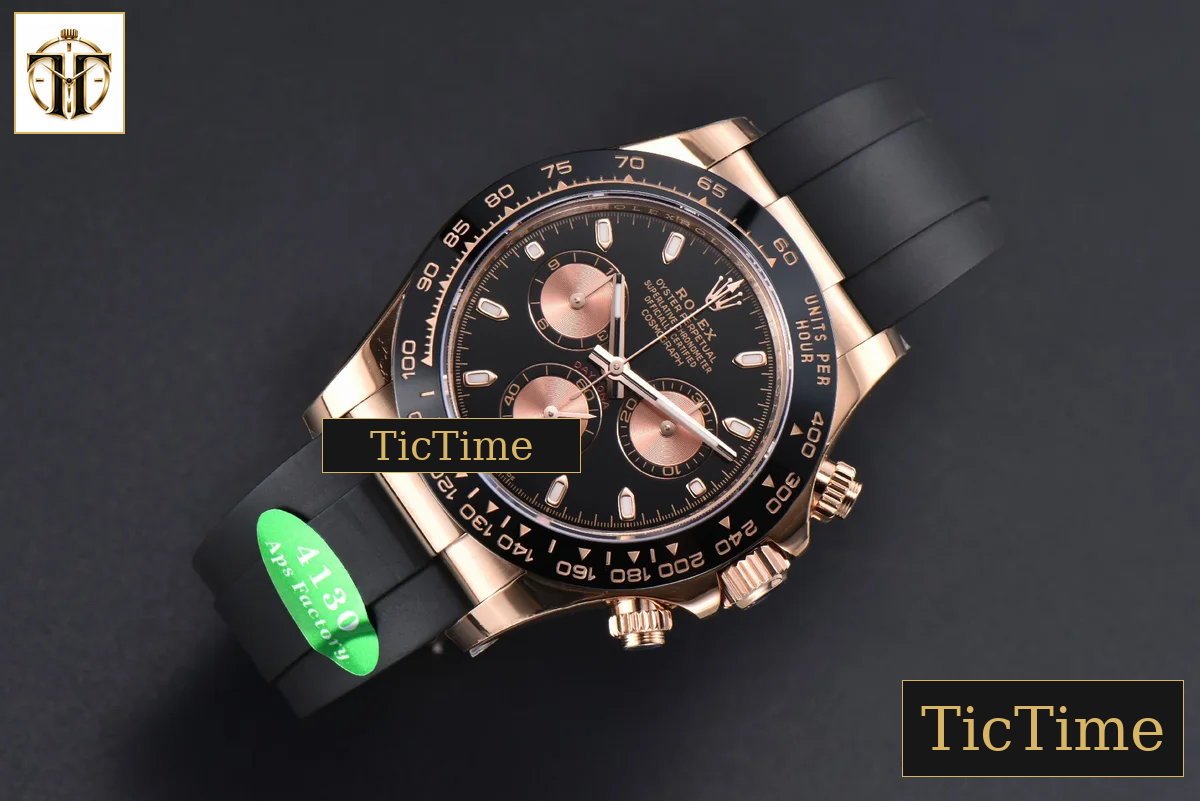 Daytona 116515 APSF RG Black Dial Ceramic Bezel Lume Marker Oysterflex Strap Tungsten Version SH4130 — foto 4