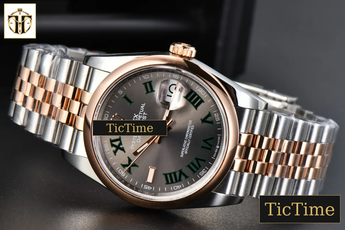 DateJust 36mm BPF RG/SS Smooth Bezel Gray Wimbledon Dial Jubilee Bracelet A2824 — foto 15