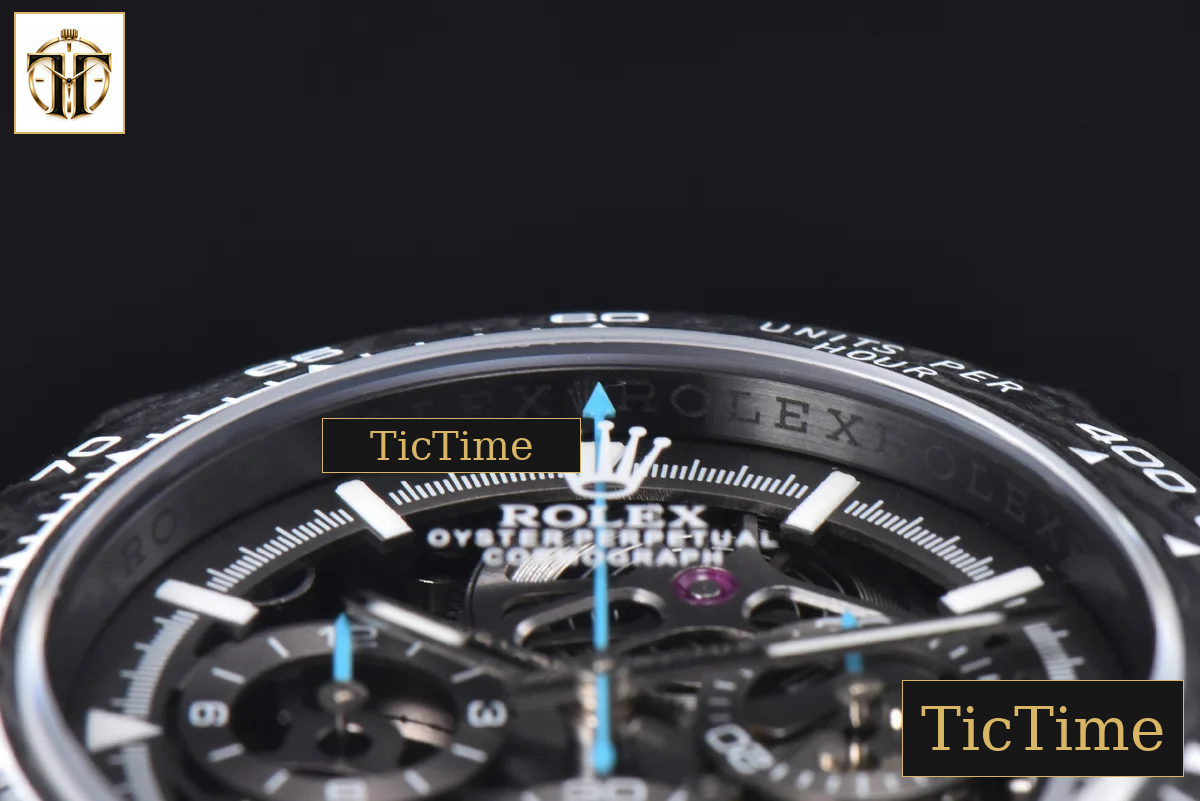 Daytona Montoya Carbon Fiber 40mm DIWF Skeleton Dial Blue Hand Black Nylon Strap 4130 — foto 13