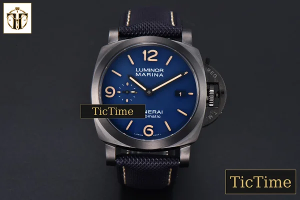 Foto frontal — PAM1021 44mm TTF Blue Dial Blue Nato Strap P9010