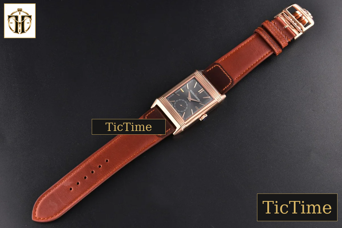 Master Reverso Tribute Small Seconds 30x47mm MGF RG Gray Dial Brown Leather Strap A854A — foto 33