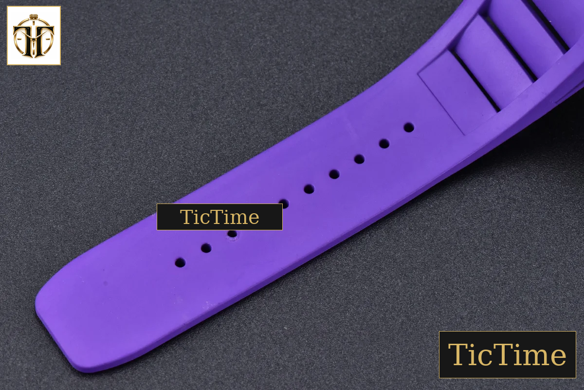 RM035-02 42mm T+F Black Forged Carbon Skeleton Dial Green Crown Purple Rubber Strap RMUL2 — foto 21