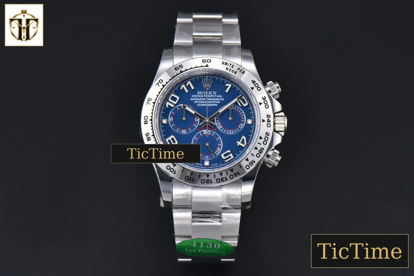 Vista frontal — Daytona 116509 APSF SS Blue Dial Digital Marker SS Bracelet SH4130