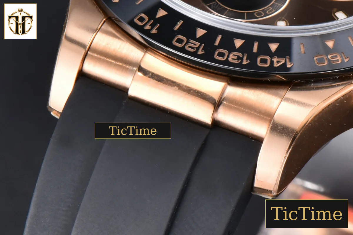 Daytona 116515 40mm Clean Factory RG Black Ceramic Bezel Brown Dial Oysterflex Rubber Strap A4130 — foto 11