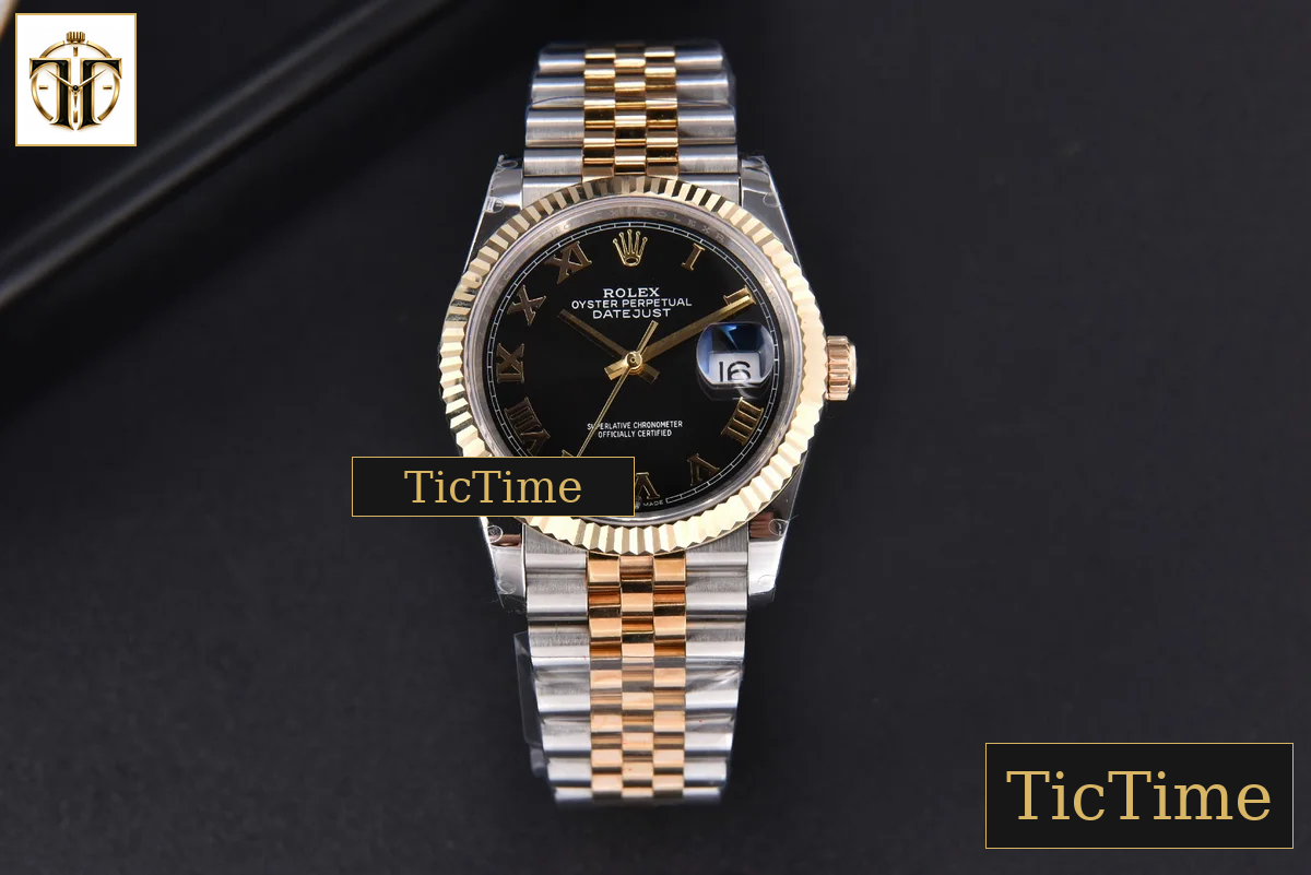 DateJust 904L 36mm GMF YG/SS Fluted Bezel Black Dial Roma Marker Jubilee Bracelet VR3235 — foto 2