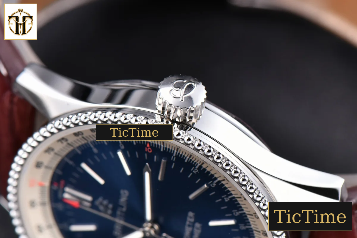 Navitimer 38mm TF SS Blue Dial White Bezel Brown Leather Strap A2824 — foto 11