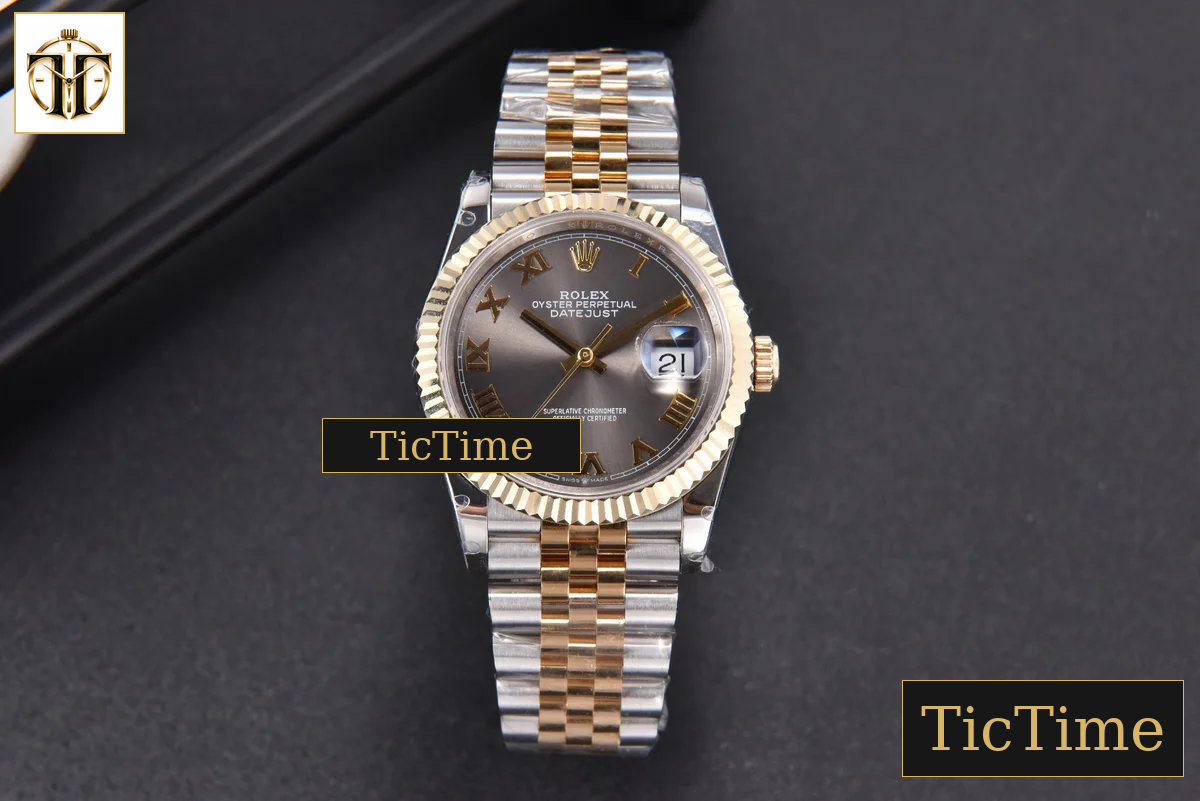 DateJust 904L 36mm GMF YG/SS Fluted Bezel Gray Dial Roma Marker Jubilee Bracelet VR3285 — foto 3