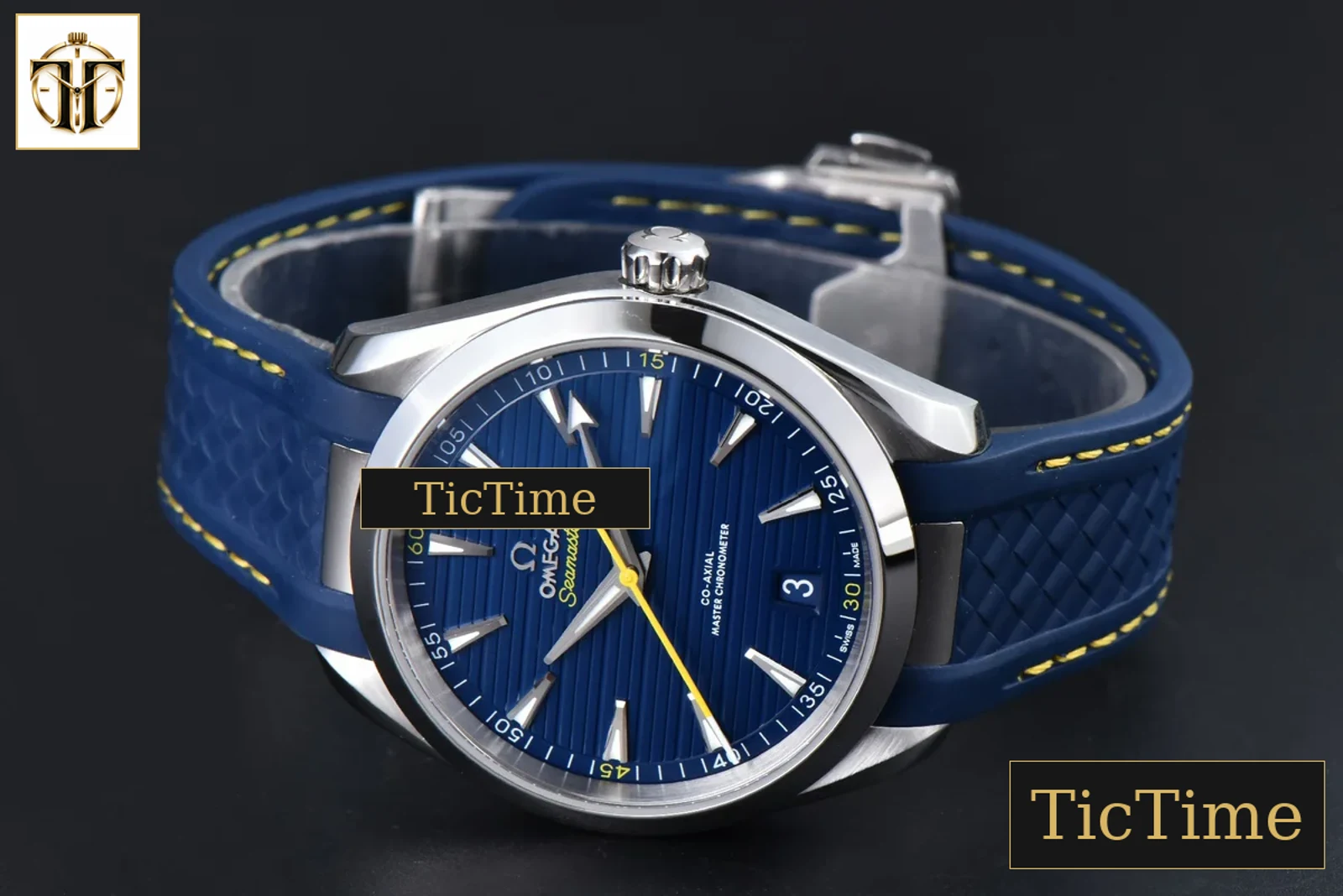 Aqua Terra 150M 41mm VSF SS Dark Blue Dial Yellow Hand Dark Blue Rubber Strap A8900 — foto 11