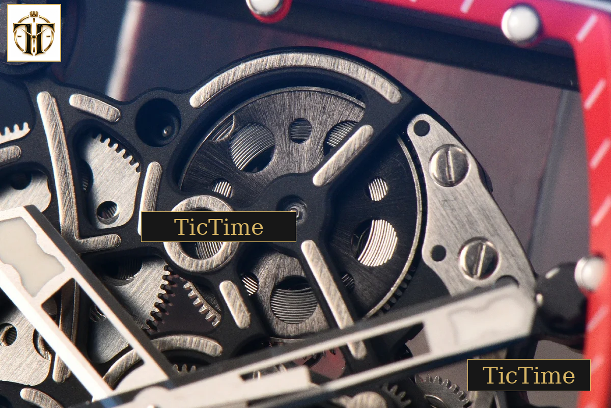 RM055 42.7mm APSF Ceramic Black Bezel Red Skeleton Dial Black Crown Red Rubber Strap RMUL2 — foto 7